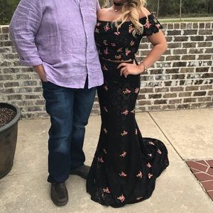 Sherri Hill 50785 2 piece black lace prom dress!!